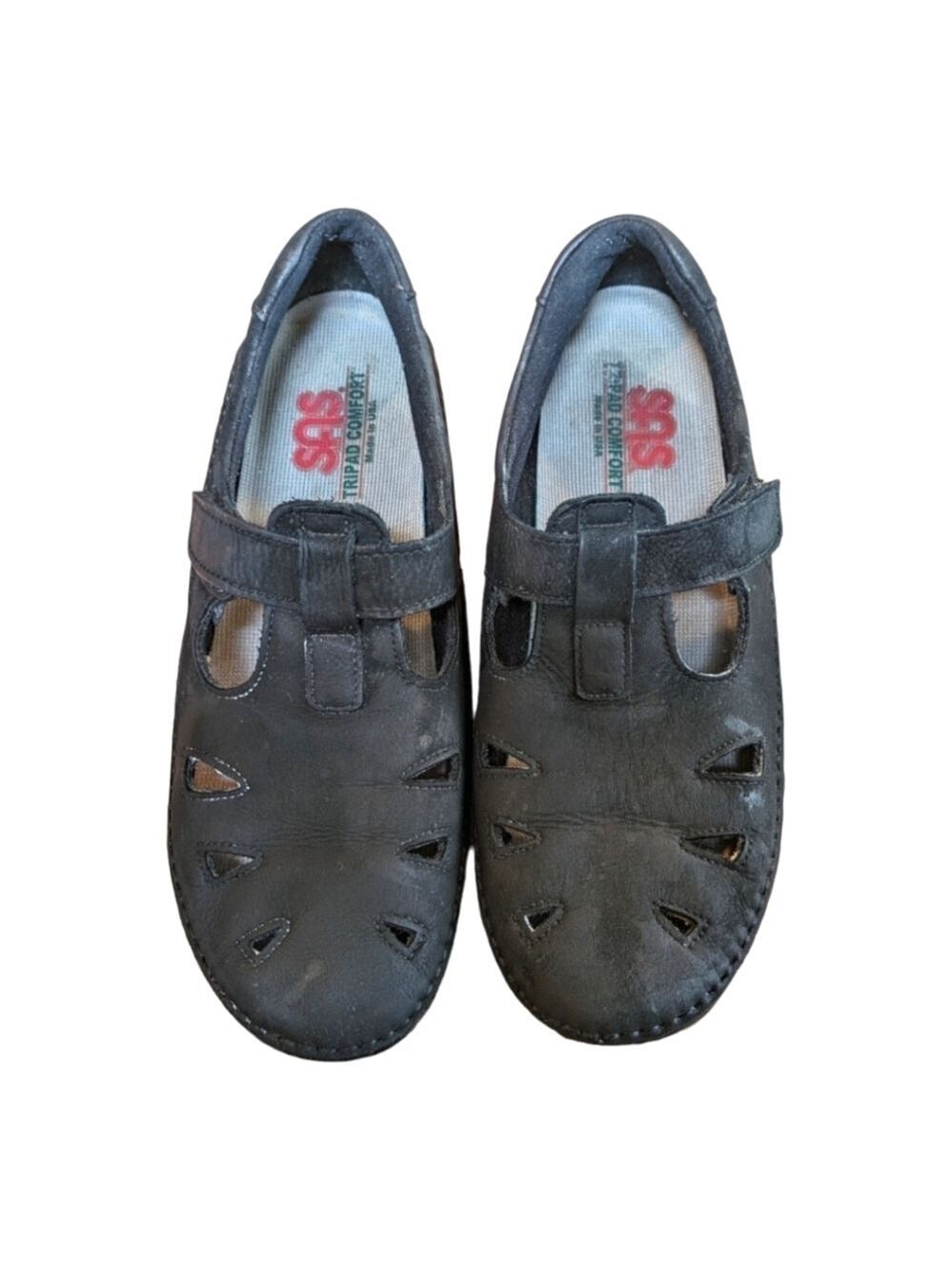 SAS Black Mary Janes Leather Shoes Size 12 N GUC